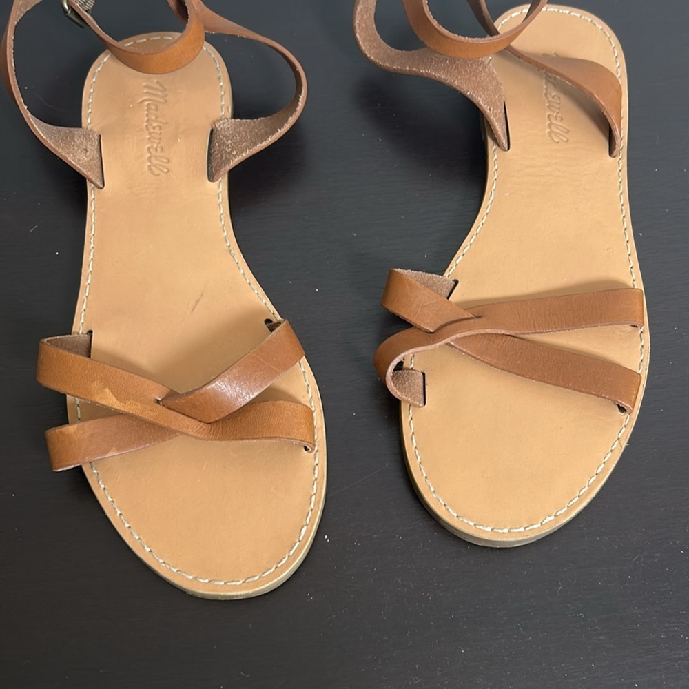 MADEWELL The Boardwalk Crisscross Sandal Brown Leather Brazil Sz 8 NEW - Picture 3 of 10